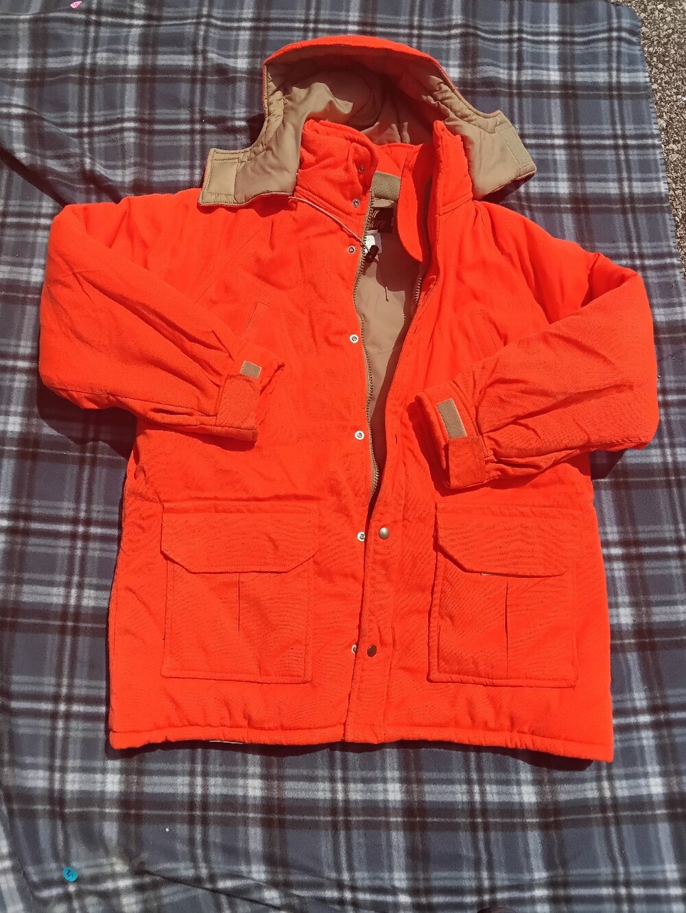 Vintage Four Square Orange Deer Hunting Coat Waterproof Coated Sz L Mens